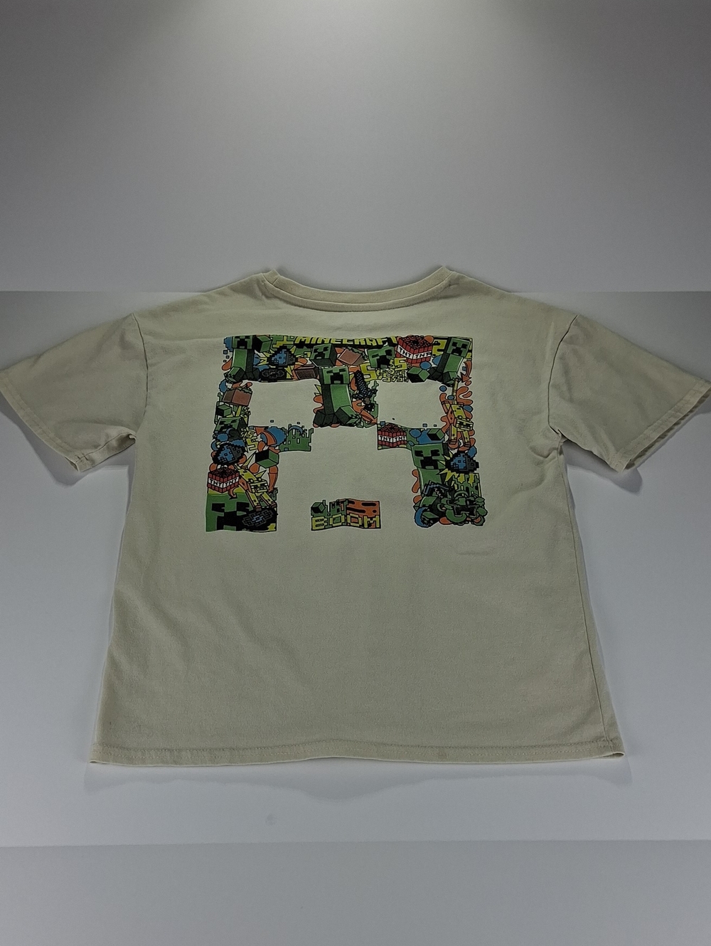 Boys Minecraft Graphic Short Sleeve Tee Shirt Size 10/12 - Beige/Cream Color - Picture 4 of 5